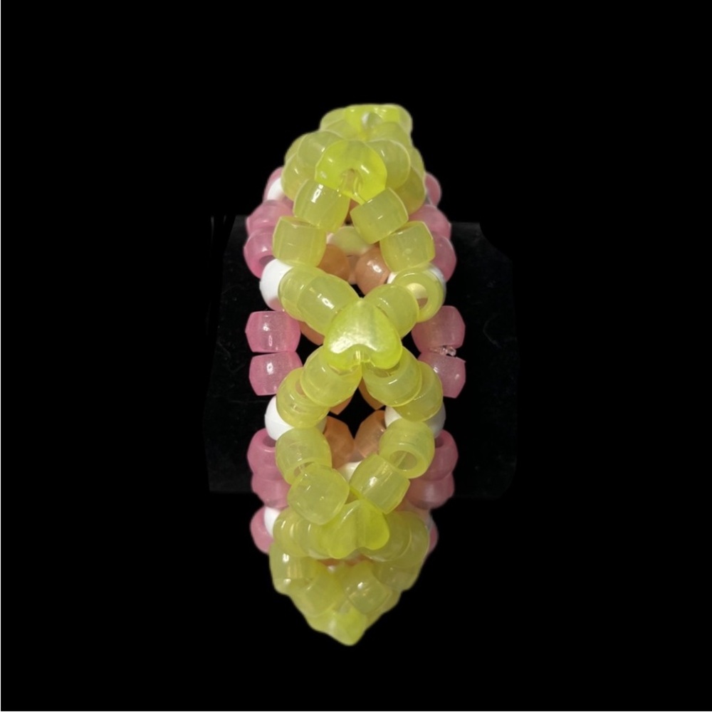 Glow in the Dark Kandi Pink and Yellow Beaded Bracelet